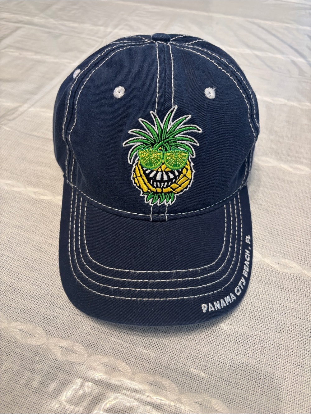 Panama City Beach Navy Pineapple Embroidered Baseball Cap